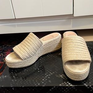 J. Crew espadrille wedge platform slides. Size 9
